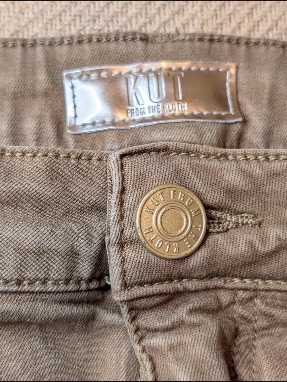 Kut From the Kloth Campbell High Rise Straight Leg Jeans Pants Taupe Camel Brown - Picture 7 of 13